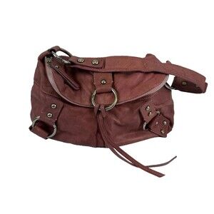 Marzia Genuine Leather Handbag Pink Purple Leather Zip Shoulder Purse Foldover